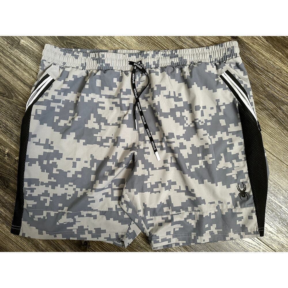 Spyder Shorts XXL Grey Proweb Active Zip Pockets Reflective Moisture Wicking